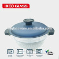 2015 new item Oven safe round glass baking pot with pp lid 2500ml